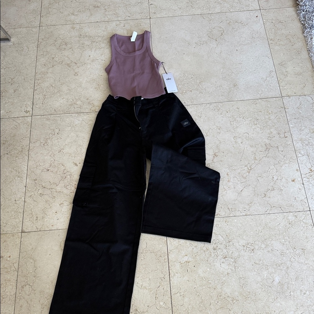 ALO Yoga Black Wide-Leg Pants and Top